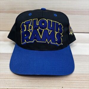 Vintage Eastport St Louis Rams SnapBack Hat Rare Design 90's Black NFL  LA Rams
